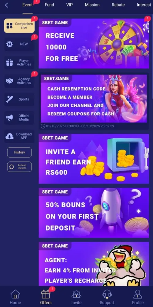 8 Bet Game Apk bonus and rewards